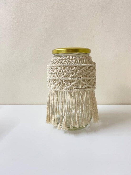 amlavati macrame glass jar cross knot