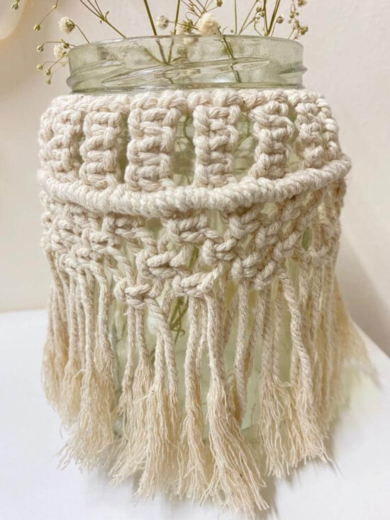 amlavati macrame glass jar traingle knot